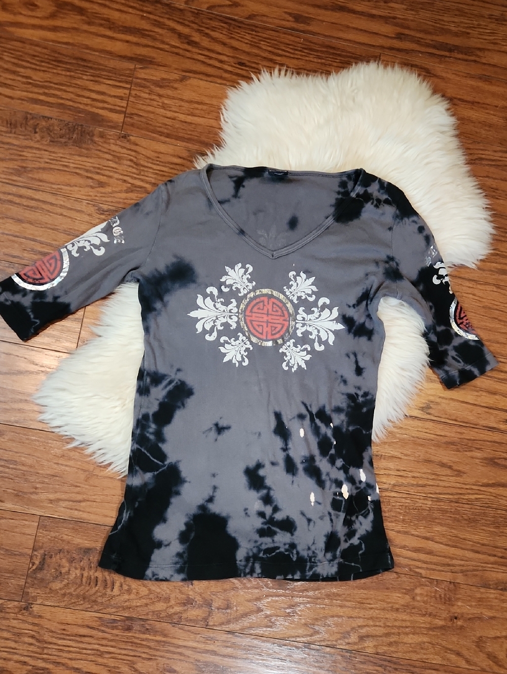 Sledge Vintage Y2k Womens Graphic 3/4 Sleeve 100% Cotton Shirt